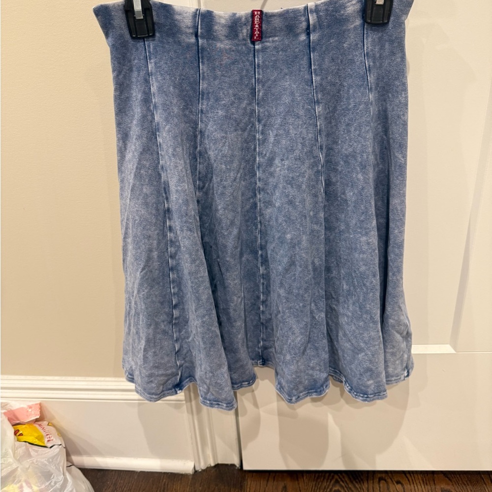 Hard Tail Blue Pleated Knee-Length Skirt Casual